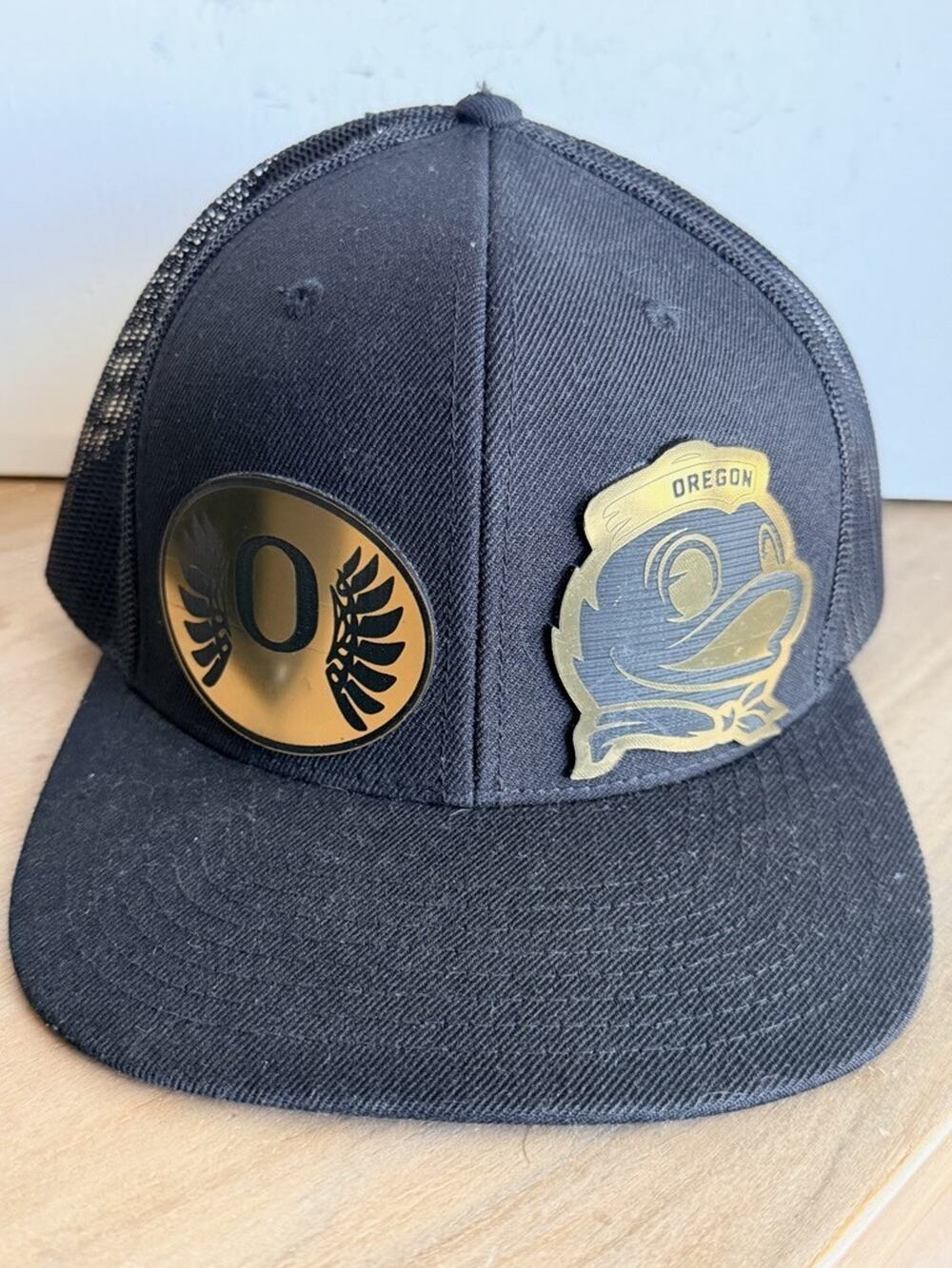 Oregon Ducks Custom Metal Plate Richardson 511 Trucker Hat Black Flat Bill Snapb